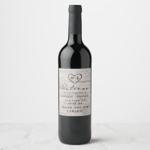 Étiquette Pour Bouteilles De Vin Charrettes sculptées Rustique Birch Mariage Bienve
