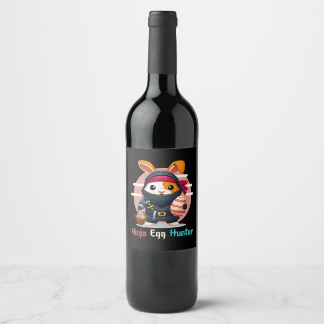 Étiquette Pour Bouteilles De Vin Chasseur d'oeufs de Ninja (Devant)