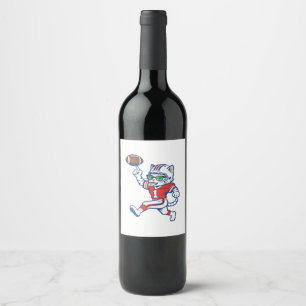 Étiquette Pour Bouteilles De Vin Chat de foot drôle