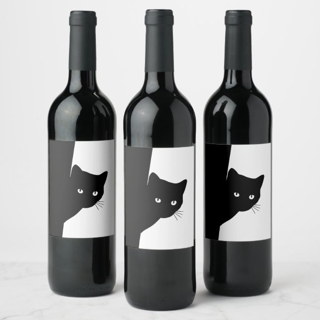 Étiquette Pour Bouteilles De Vin Chat noir (Bouteilles)
