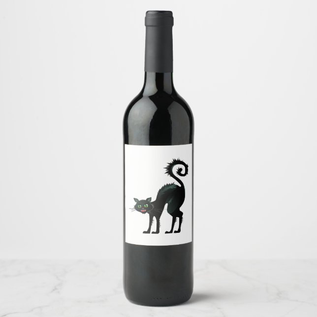 Étiquette Pour Bouteilles De Vin Chat noir de Spooky (Devant)