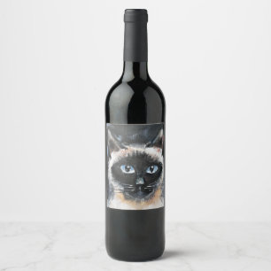 Étiquette Pour Bouteilles De Vin chat siamois