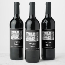 Étiquette Pour Bouteilles De Vin Château pencilart Monochrome