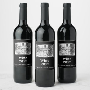 Étiquette Pour Bouteilles De Vin Château pencilart Monochrome