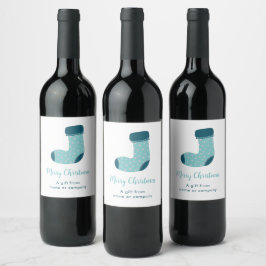 Étiquette Pour Bouteilles De Vin Chaussette de Noël personnalisée