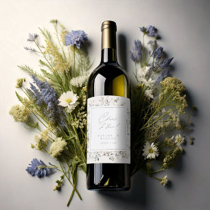 Étiquette Pour Bouteilles De Vin Cheers d'aquarelle Fleur sauvage Delicate ID1102