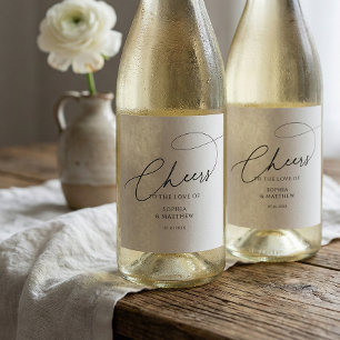 Étiquette Pour Bouteilles De Vin Cheers Typographie de l'écriture Blanc Mariage