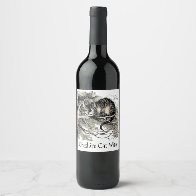 Étiquette Pour Bouteilles De Vin Cheshire Chat Alice Wonderland Classic (Devant)