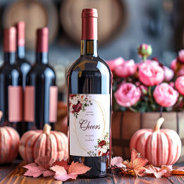 Étiquette Pour Bouteilles De Vin Cheval Burgundy Script Floral Gold Mariage frontiè