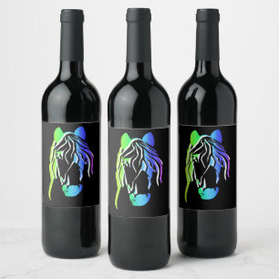 Étiquette Pour Bouteilles De Vin Cheval coloré tête