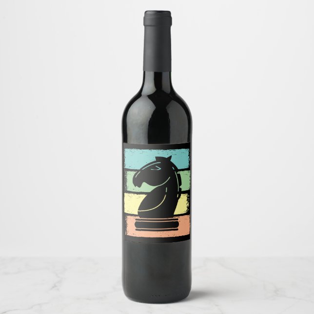 Étiquette Pour Bouteilles De Vin Cheval d'échecs Rétro (Devant)