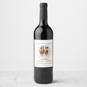 Étiquette Pour Bouteilles De Vin Cheval Equestre Whimsical Elegant Race
