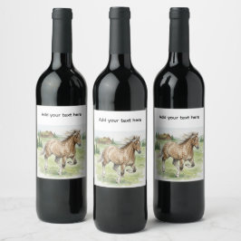 Étiquette Pour Bouteilles De Vin Cheval islandais Stjarna galopant dans un pré