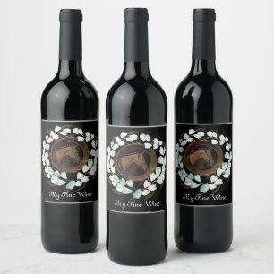 Étiquette Pour Bouteilles De Vin Cheval, Mane Florale, Étiquette de boisson Laurel