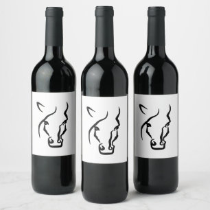 Étiquette Pour Bouteilles De Vin Cheval noir et blanc