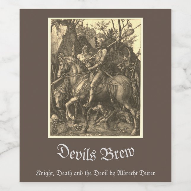 ÉTIQUETTE POUR BOUTEILLES DE VIN CHEVALIER, MORT ET DIABLE (Étiquettes simples)