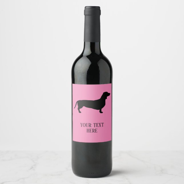 Étiquette Pour Bouteilles De Vin Cheveux courts Dachshund - Silhouette 1 (Devant)
