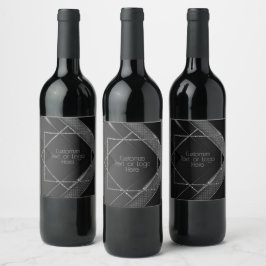 Étiquette Pour Bouteilles De Vin Chevron noir et gris