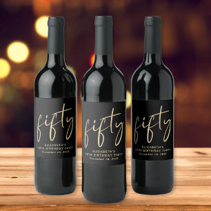 Étiquette Pour Bouteilles De Vin Chic Black Gold 50th Birthday Party