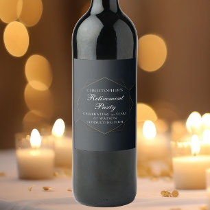 Étiquette Pour Bouteilles De Vin Chic Black Gold Custom Retirement Party
