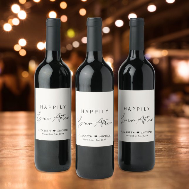 Étiquette Pour Bouteilles De Vin Chic Happy Jamais Après Cream Mariage (Créateur téléchargé)