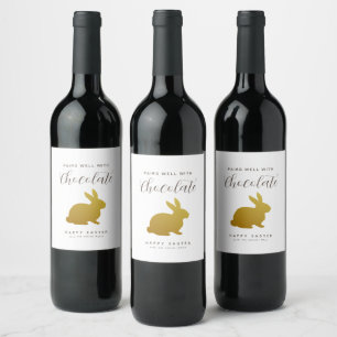 Étiquette Pour Bouteilles De Vin Chic lapin de Pâques Étiquette de vin personnalisé