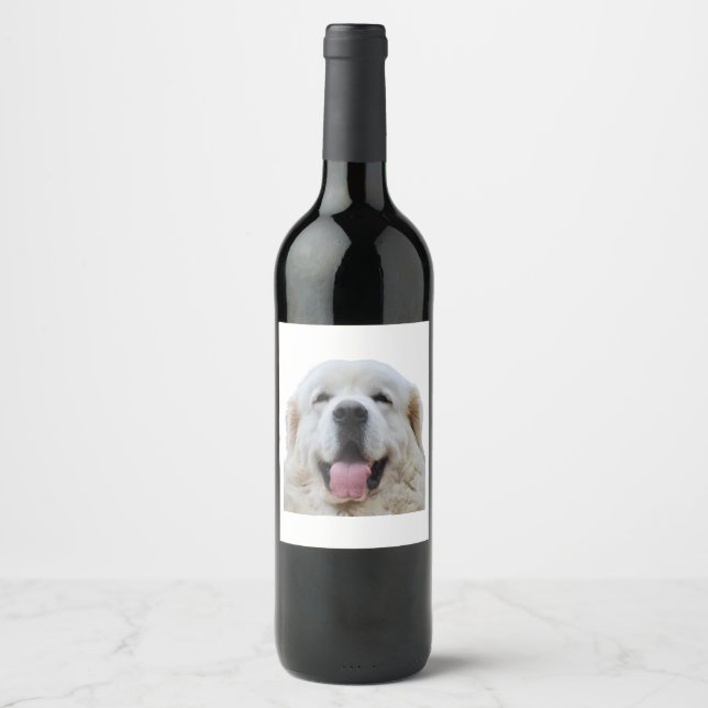 Étiquette Pour Bouteilles De Vin Chien chic — Chien blanc polonais (Devant)