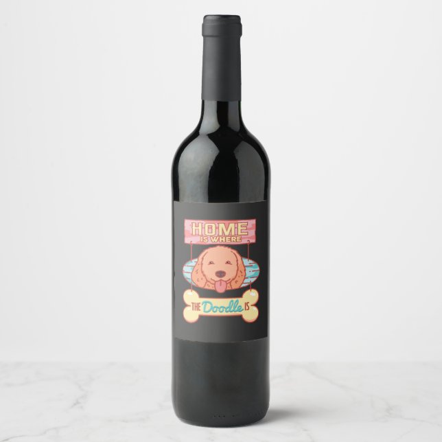 Étiquette Pour Bouteilles De Vin Chien Goldendoodle (Devant)