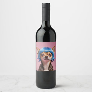 Étiquette Pour Bouteilles De Vin Chihuahua wig