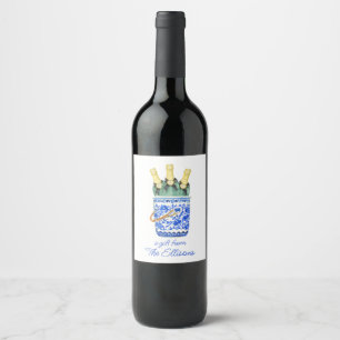 Étiquette Pour Bouteilles De Vin Chinoiserie Aquarelle Sac à glace