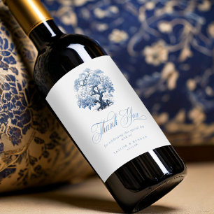 Étiquette Pour Bouteilles De Vin Chinoiserie Mariage Arbre Motif Merci ID1094