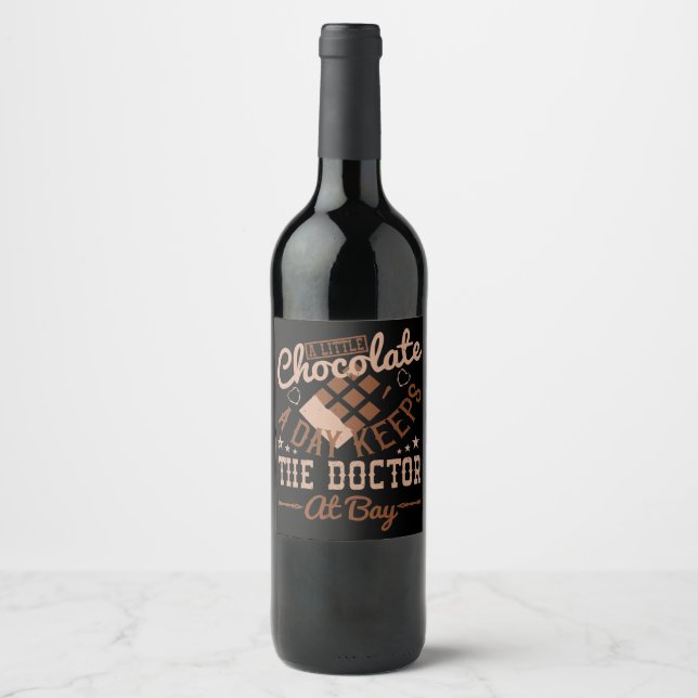 Étiquette Pour Bouteilles De Vin Chocolat - Un Peu De Chocolat Par Jour (Devant)