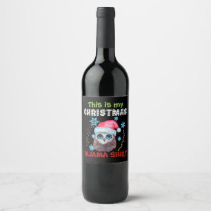 Étiquette Pour Bouteilles De Vin Chouette C'Est Ma Chemise De Pyjama De Noël