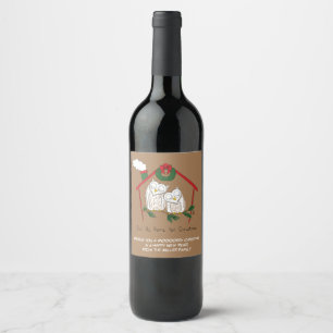 Étiquette Pour Bouteilles De Vin Chouette Noël Mignonne Vacances amusantes