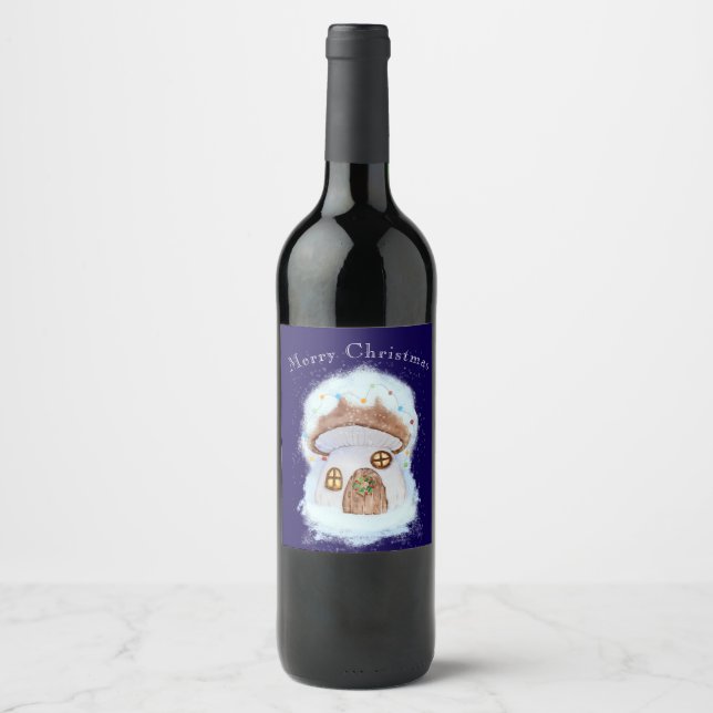 Étiquette Pour Bouteilles De Vin Christmas fairy house (Devant)