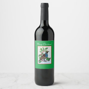 Étiquette Pour Bouteilles De Vin Christmas Holly Quail