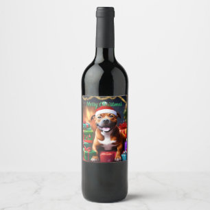Étiquette Pour Bouteilles De Vin Christmas Staffordshire Bull Terrier
