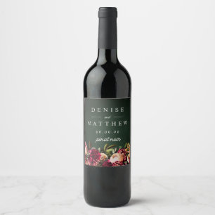 Étiquette Pour Bouteilles De Vin Chrysanthème romantique sur Emerald