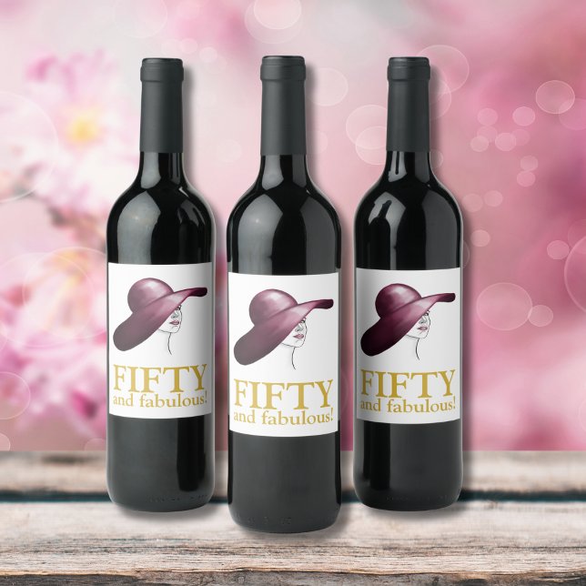 Étiquette Pour Bouteilles De Vin Cinquante et fabuleuse Élégante femme (Créateur téléchargé)