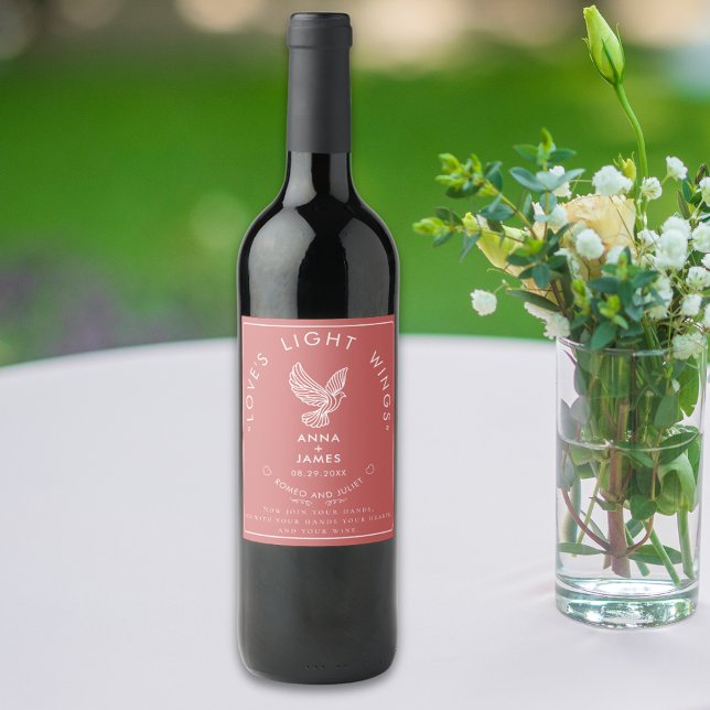 Étiquette Pour Bouteilles De Vin Citation Rose moderne élégante Mariage chic (Créateur téléchargé)