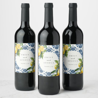 Étiquette Pour Bouteilles De Vin Citron Citrus Positano Mariage italien
