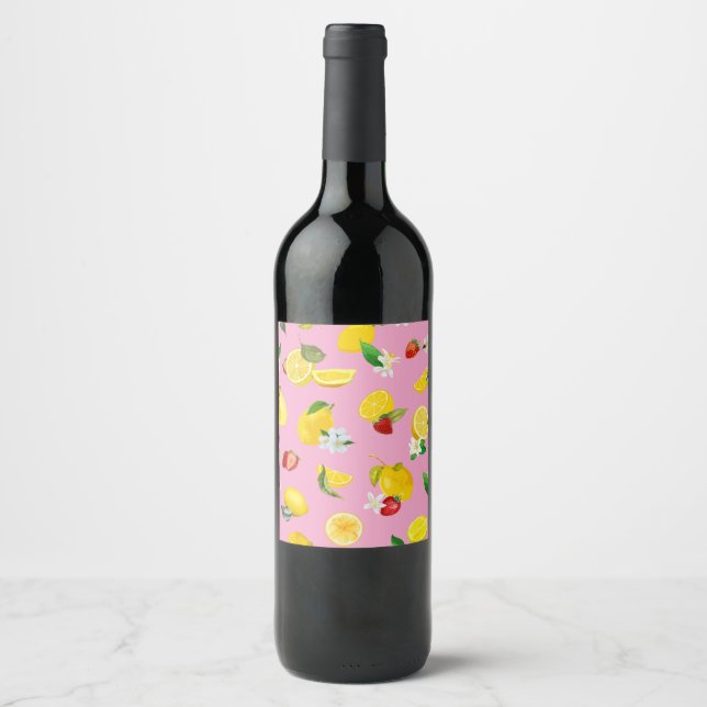 Étiquette Pour Bouteilles De Vin Citron et fraise 1 (Devant)