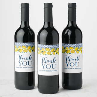 Étiquette Pour Bouteilles De Vin Citron Positano Carrelage bleu italien