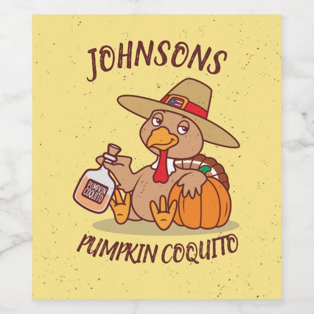Étiquette Pour Bouteilles De Vin Citrouille Coquito (Étiquettes simples)