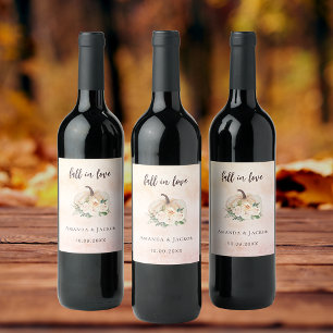 Étiquette Pour Bouteilles De Vin Citrouille crème fleurs mariage de automne