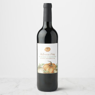 Étiquette Pour Bouteilles De Vin Citrouille d'automne Étiquette de vin d'Halloween