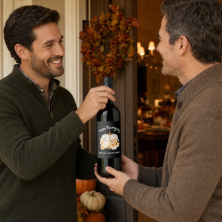 Étiquette Pour Bouteilles De Vin Citrouille florale personnalisée de Thanksgiving