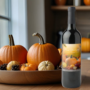 Étiquette Pour Bouteilles De Vin Citrouille marketing Thanksgiving de l'entreprise 