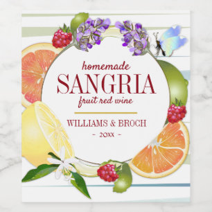 Étiquette Pour Bouteilles De Vin Citrus de fruits Sangria Mariage
