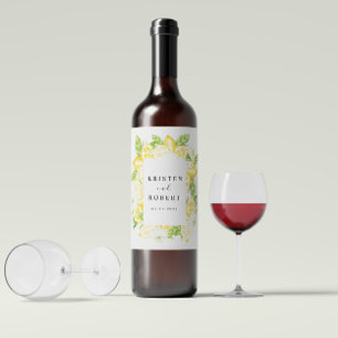 Étiquette Pour Bouteilles De Vin Citrus Lemon Arbre Fruit Floral Mariage Vin Étique